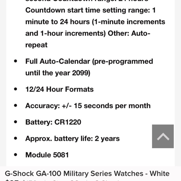 SALE! G-Shock GA-100 Military Series Watch - White - Picture 6 of 7